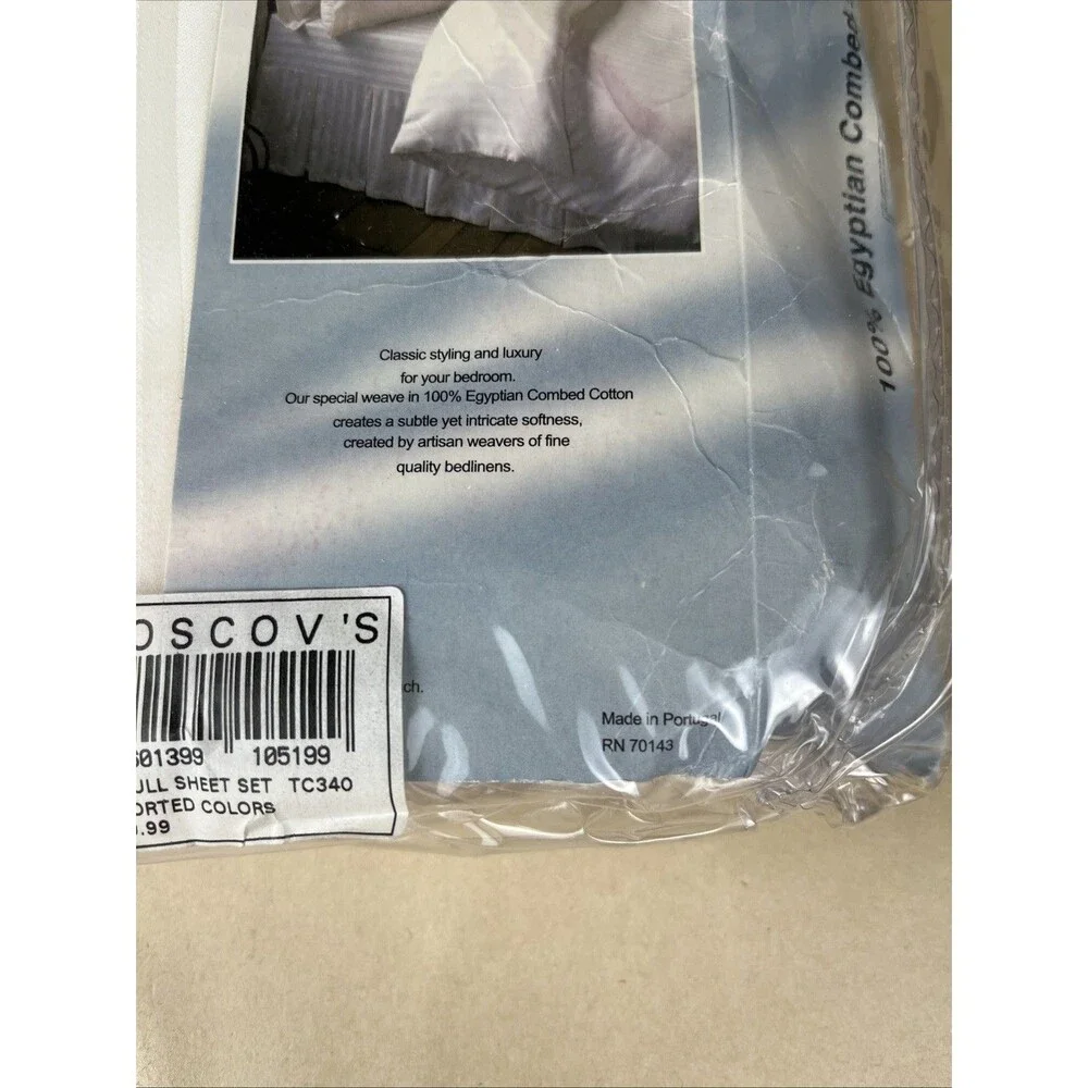 NWT Boscov’s Luma Luxury Egyptian Cotton 340TC Full Sheet Set White Portugal Mad